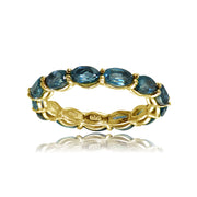Halo Infinity Ring 18K Gold Plated London Blue Topaz