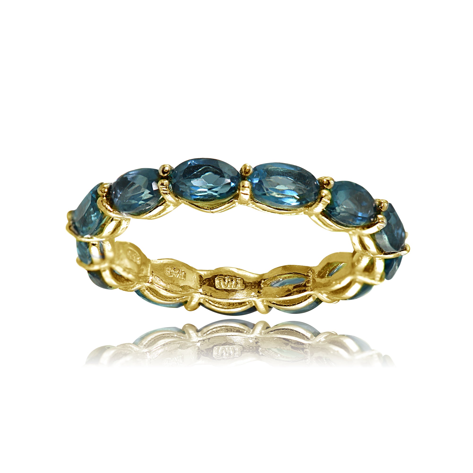 Halo Infinity Ring 18K Gold Plated London Blue Topaz