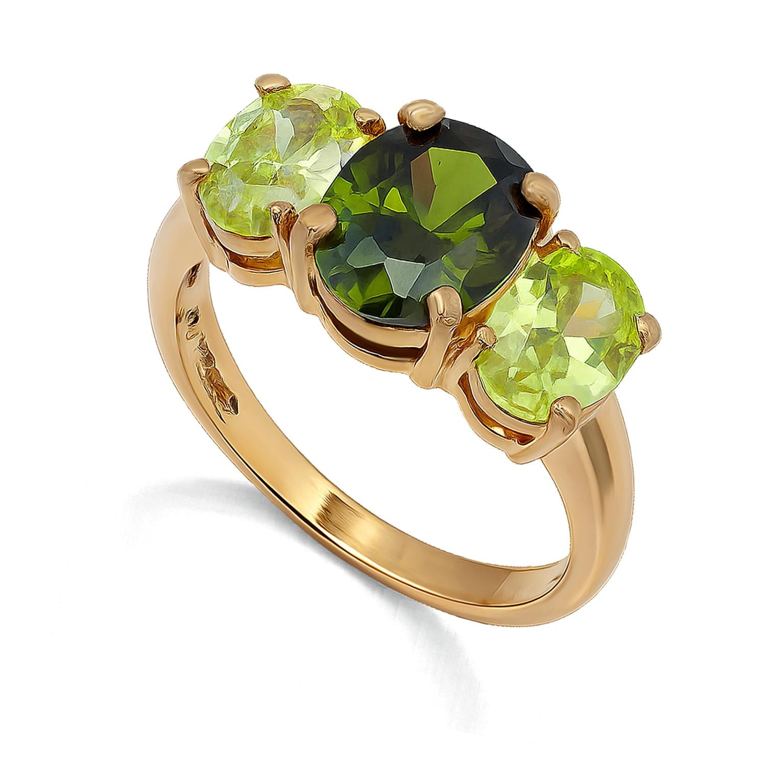 925 Sterling Silver Green CZ 18K Gold Plated Romance Ring For Women