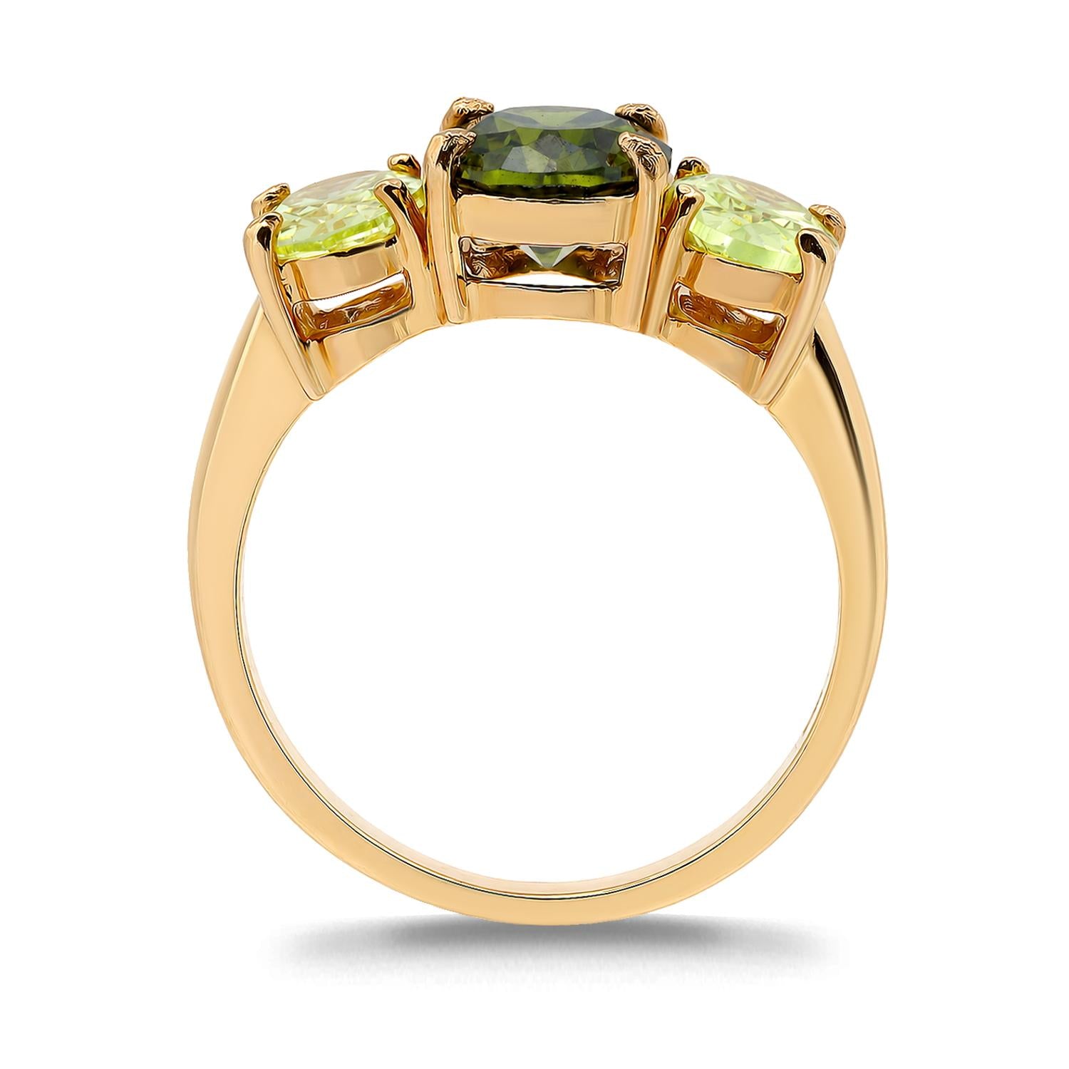 925 Sterling Silver Green CZ 18K Gold Plated Romance Ring For Women