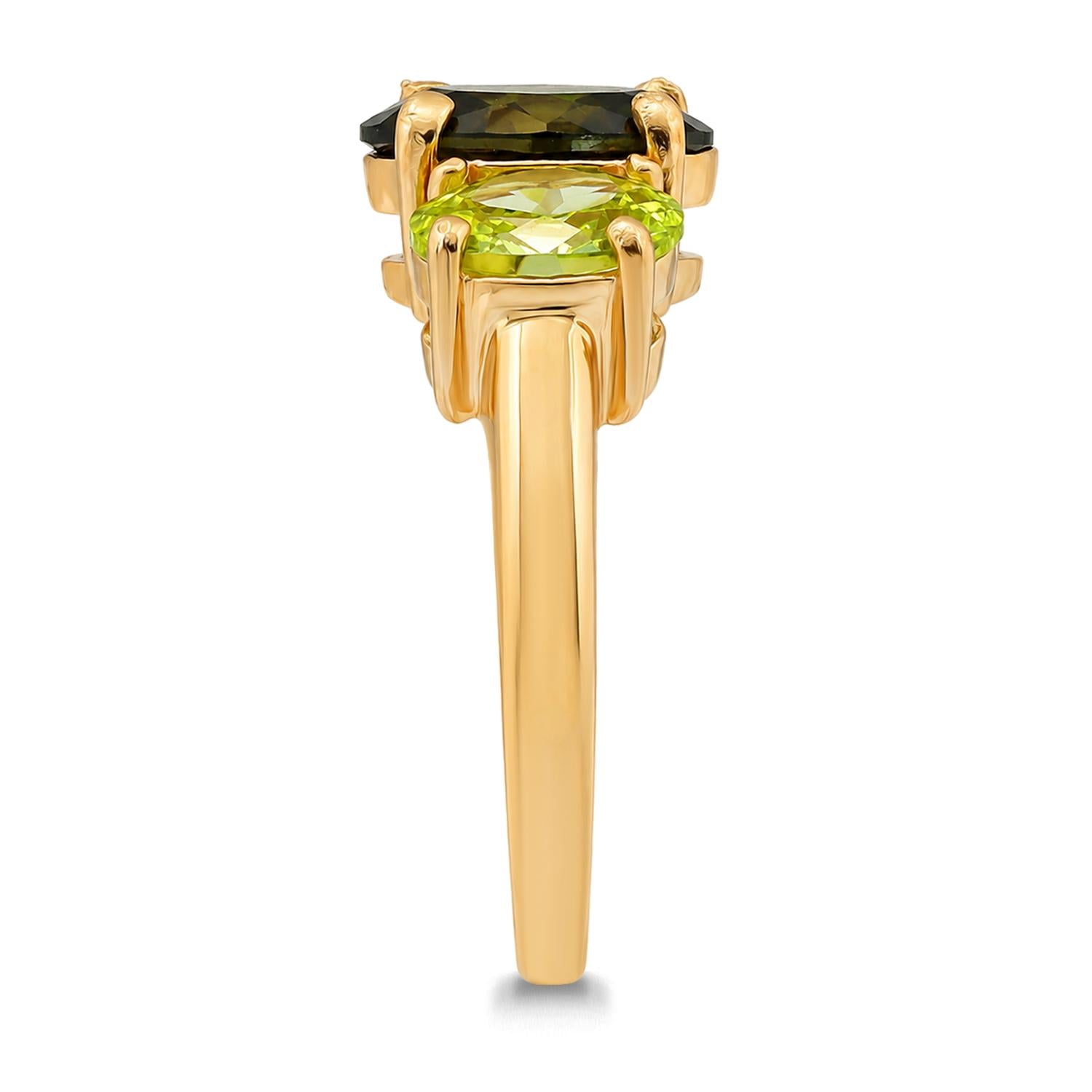 925 Sterling Silver Green CZ 18K Gold Plated Romance Ring For Women