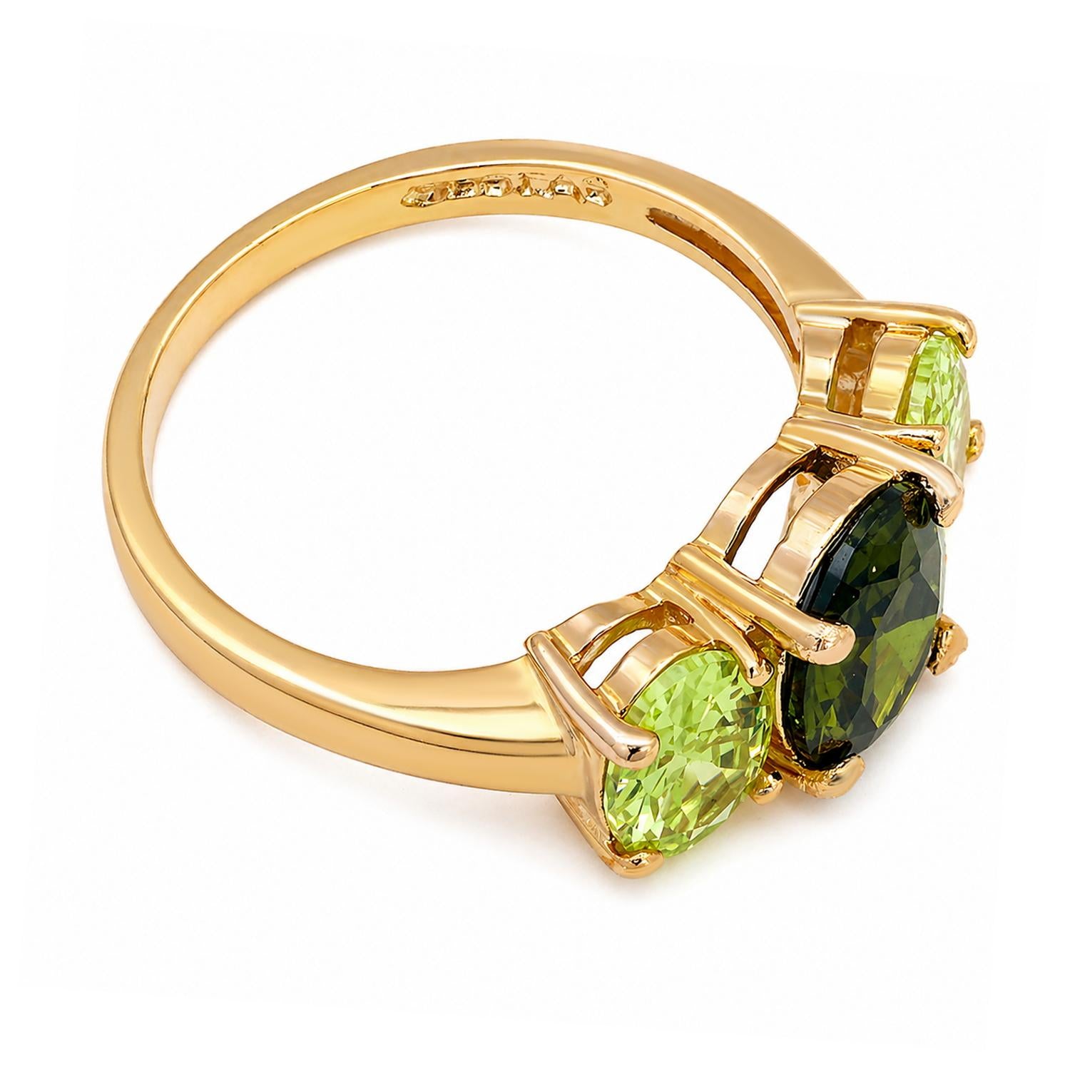 925 Sterling Silver Green CZ 18K Gold Plated Romance Ring For Women