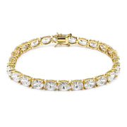 925 Sterling Silver 18K Gold Plated White CZ Lux Oval Tennis Bracelet For Women