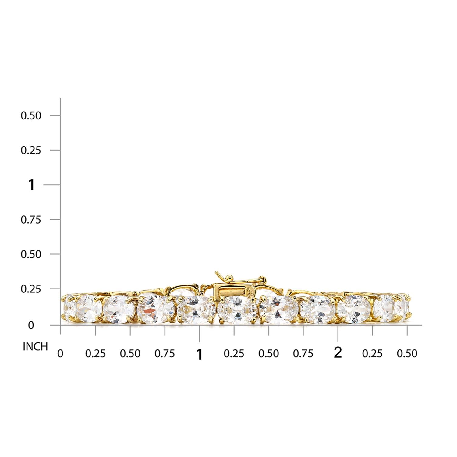 925 Sterling Silver 18K Gold Plated White CZ Lux Oval Tennis Bracelet For Women