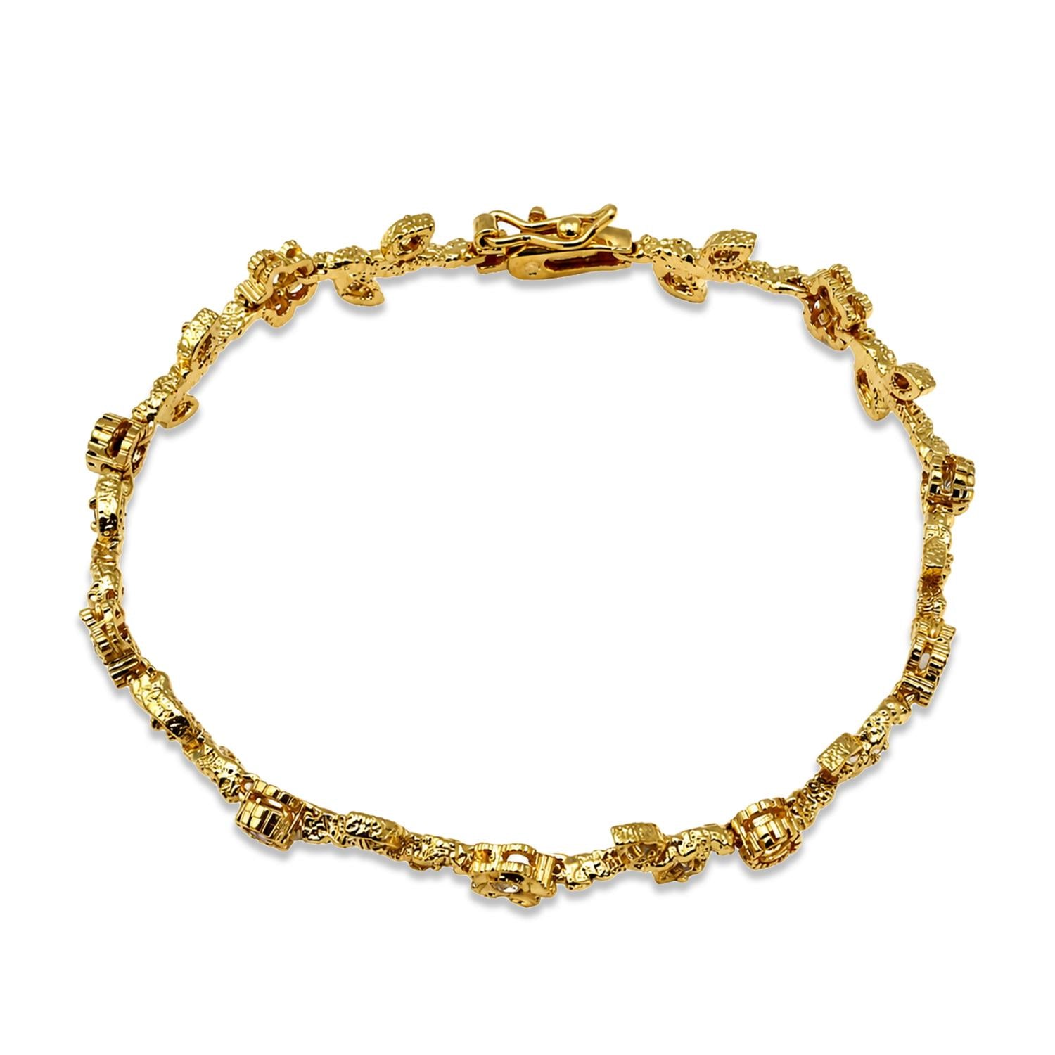 925 Sterling Silver  18K Gold Plated Multi Color CZ Fairy Garden Bracelet