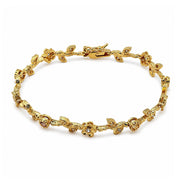 925 Sterling Silver  18K Gold Plated Multi Color CZ Fairy Garden Bracelet