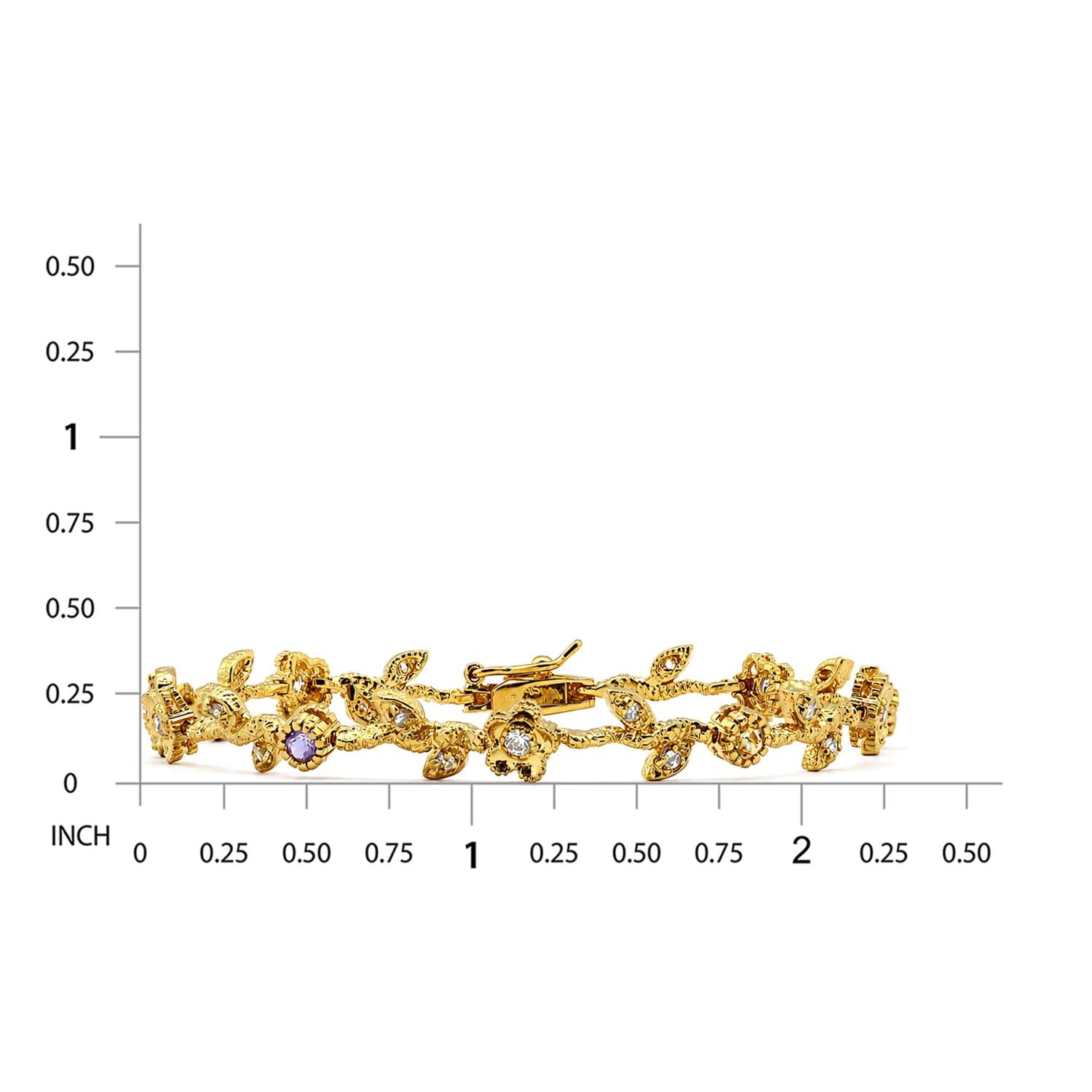 925 Sterling Silver  18K Gold Plated Multi Color CZ Fairy Garden Bracelet