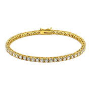 925 Sterling Silver 18K Gold Plated White CZ Mini Tennis Bracelet 7.25 Inches