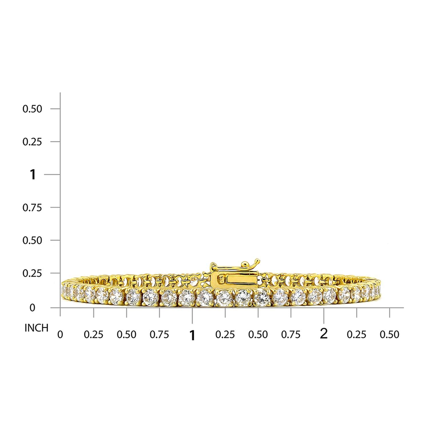 925 Sterling Silver 18K Gold Plated White CZ Mini Tennis Bracelet 7.25 Inches