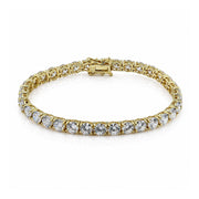 925 Sterling Silver 18K Gold Plated White CZ Classic Tennis Bracelet For Women