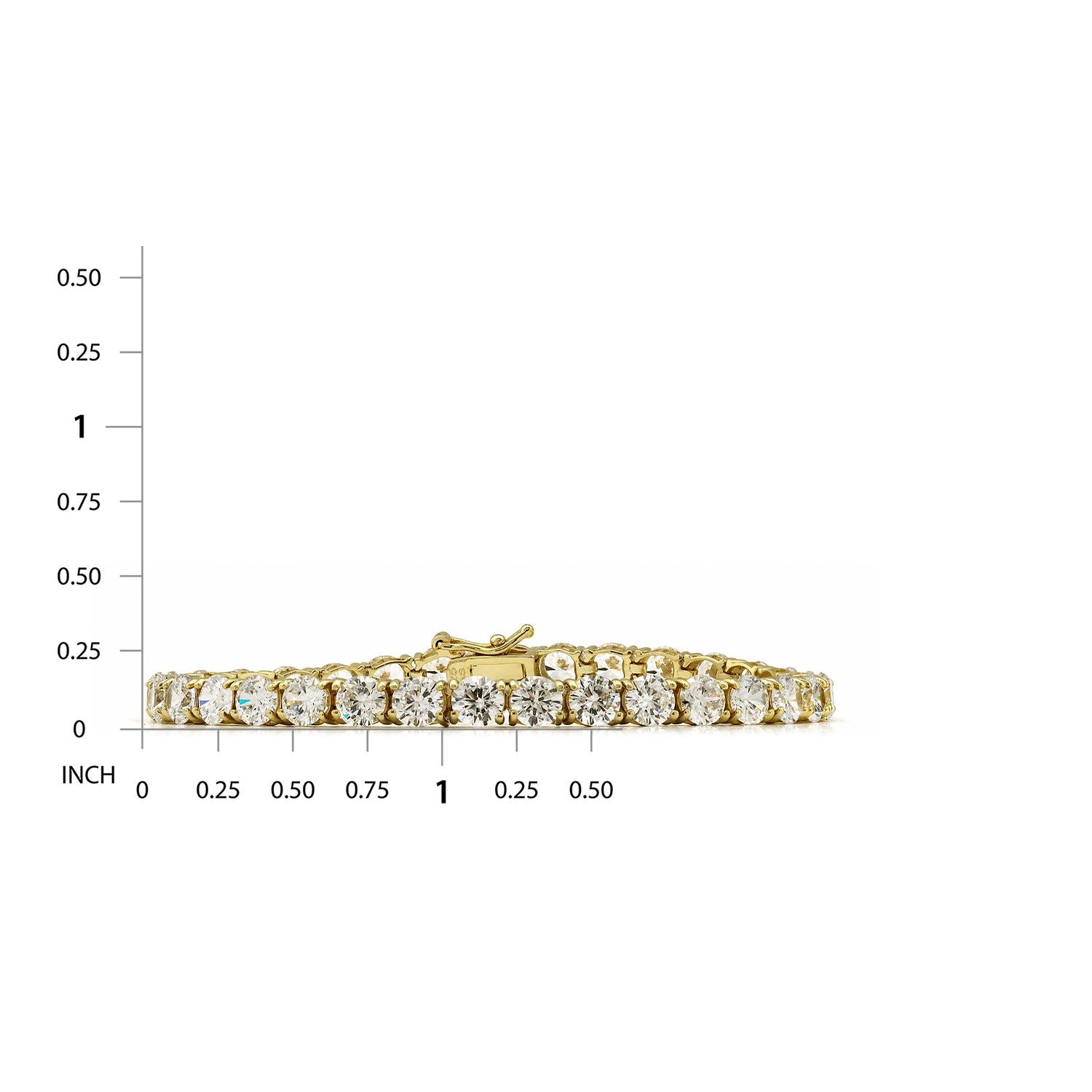 925 Sterling Silver 18K Gold Plated White CZ Classic Tennis Bracelet For Women