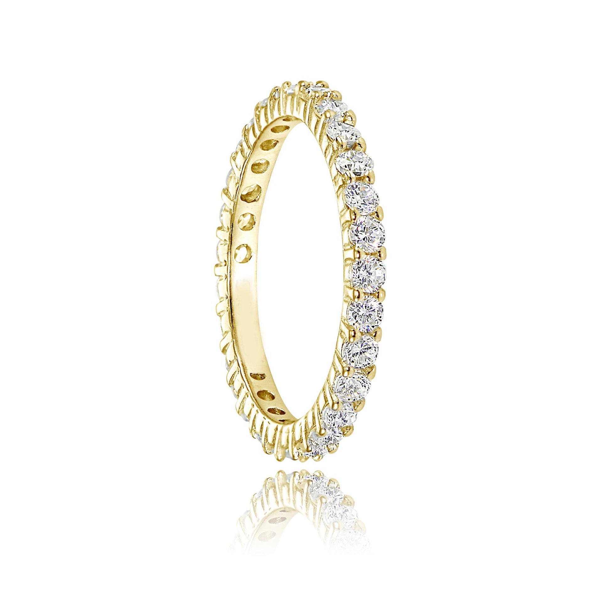 925 Sterling Silver 18K Gold Plated White CZ Mini Infinity Ring For Women