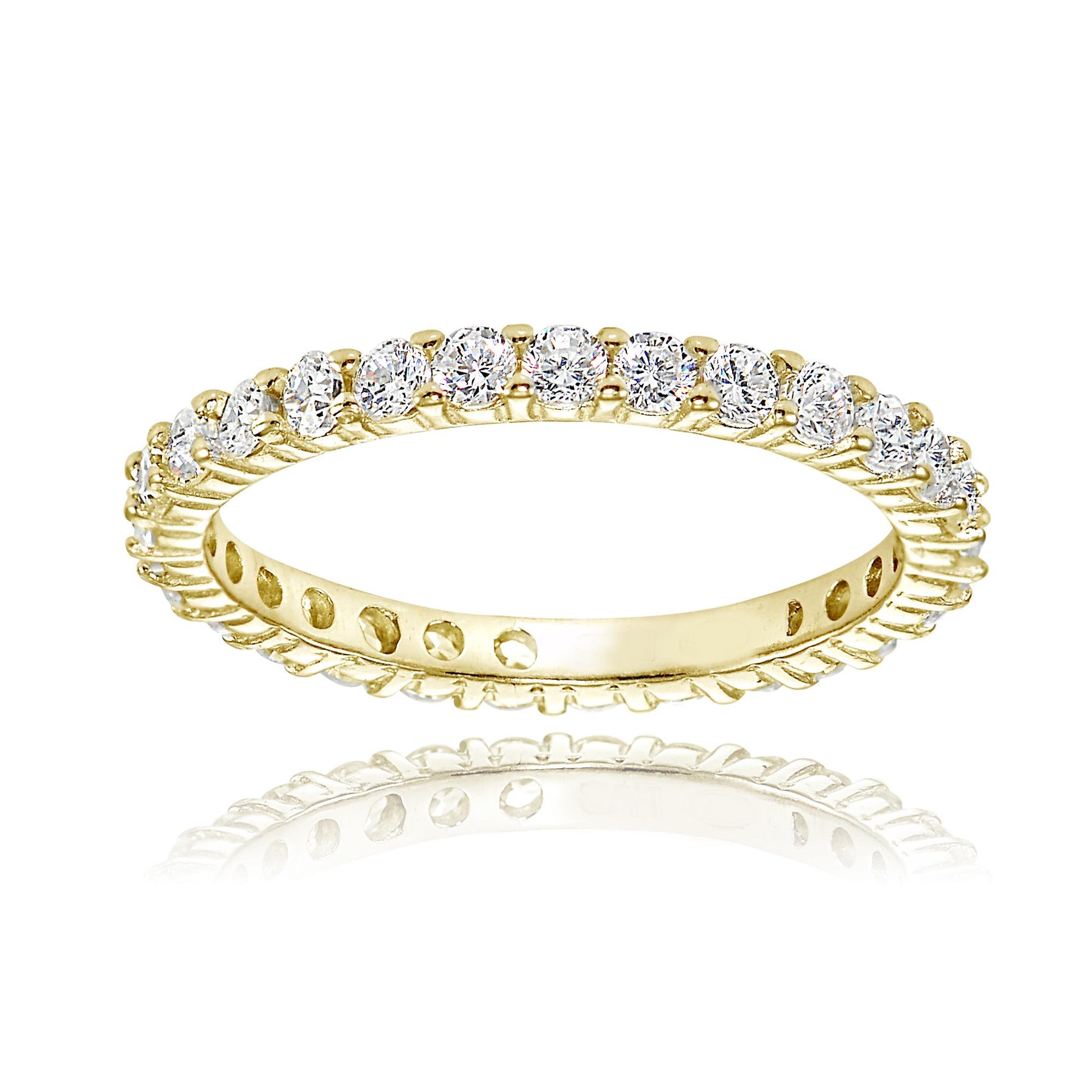 925 Sterling Silver 18K Gold Plated White CZ Mini Infinity Ring For Women