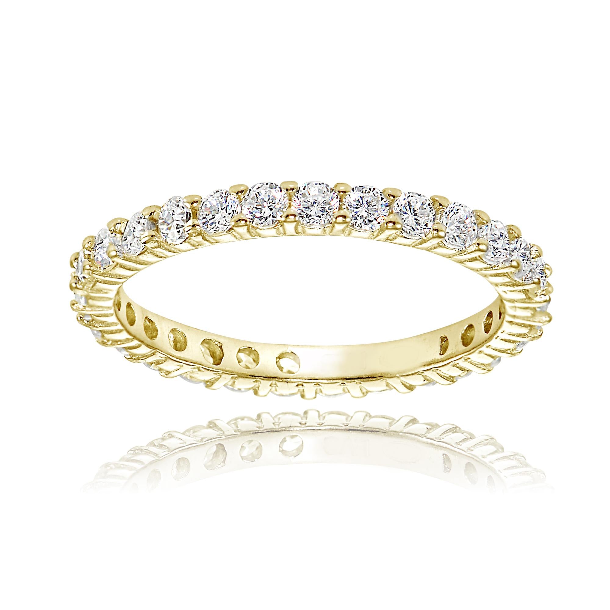 925 Sterling Silver 18K Gold Plated White CZ Mini Infinity Ring For Women