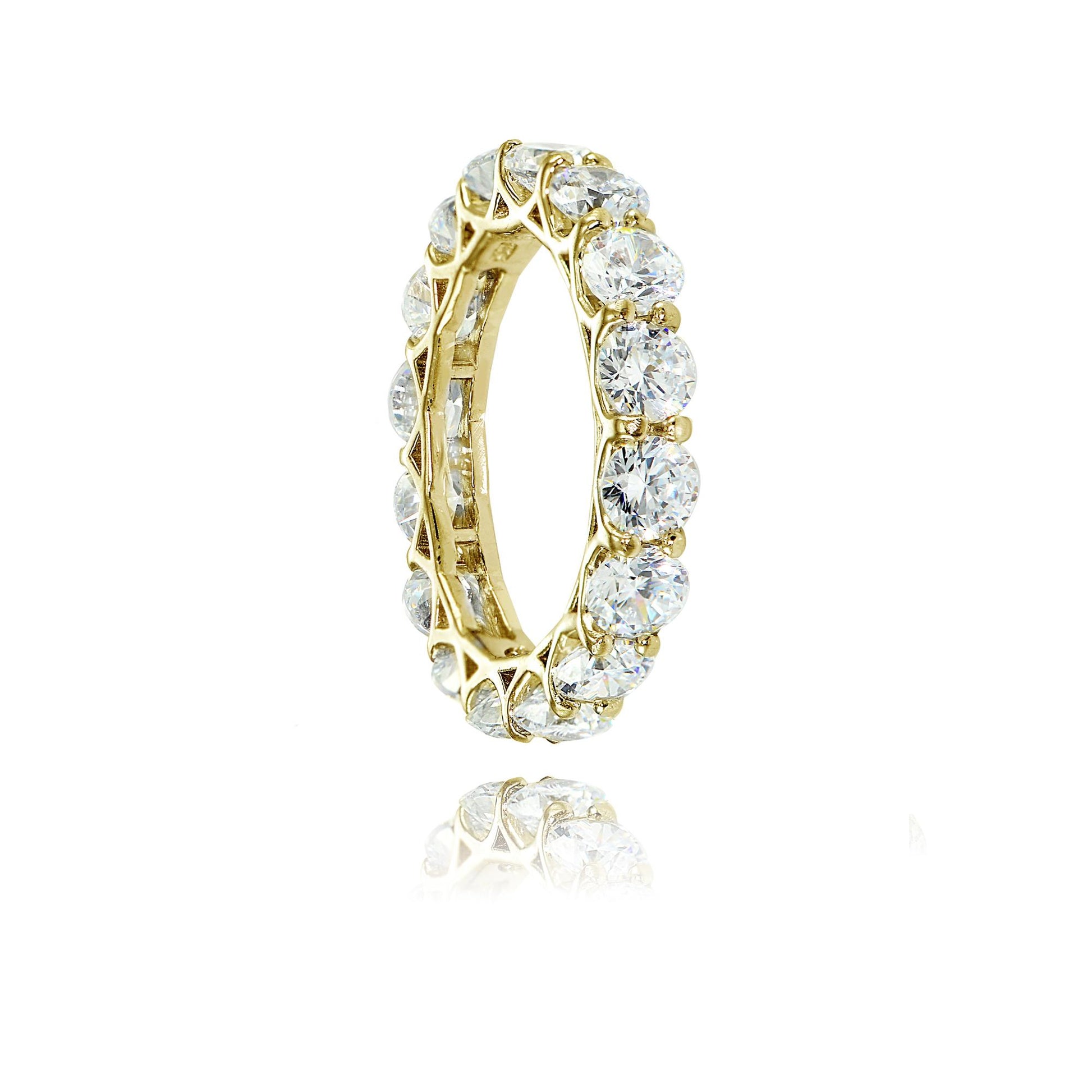 925 Sterling Silver 18K Gold Plated White CZ Lux Infinity Ring For Women