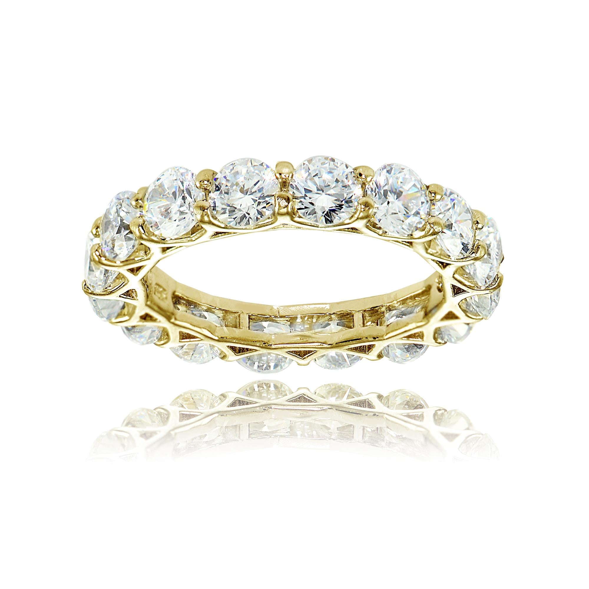 925 Sterling Silver 18K Gold Plated White CZ Lux Infinity Ring For Women