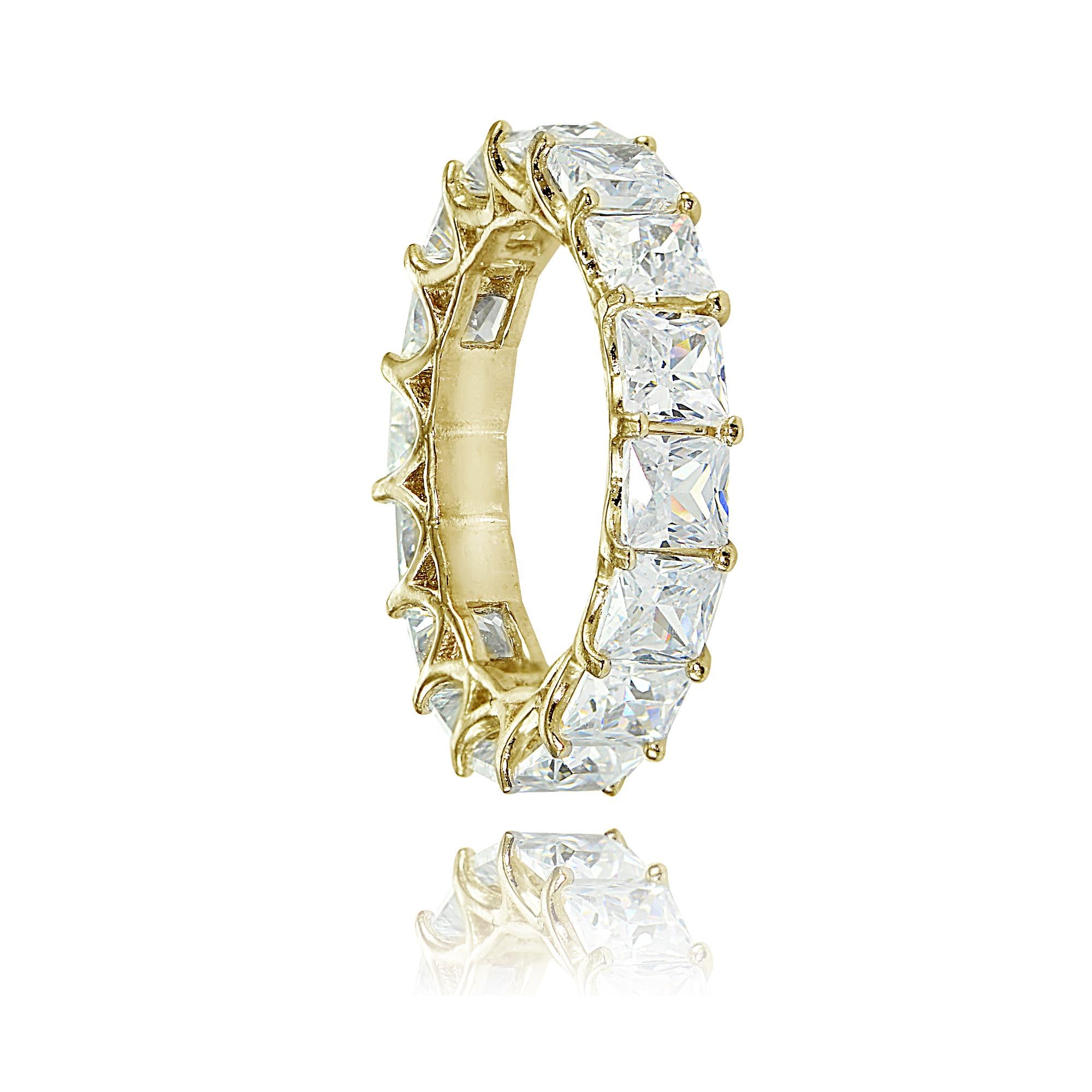 925 Sterling Silver White CZ Cubic 18K Gold Plated Infinity Ring For Women