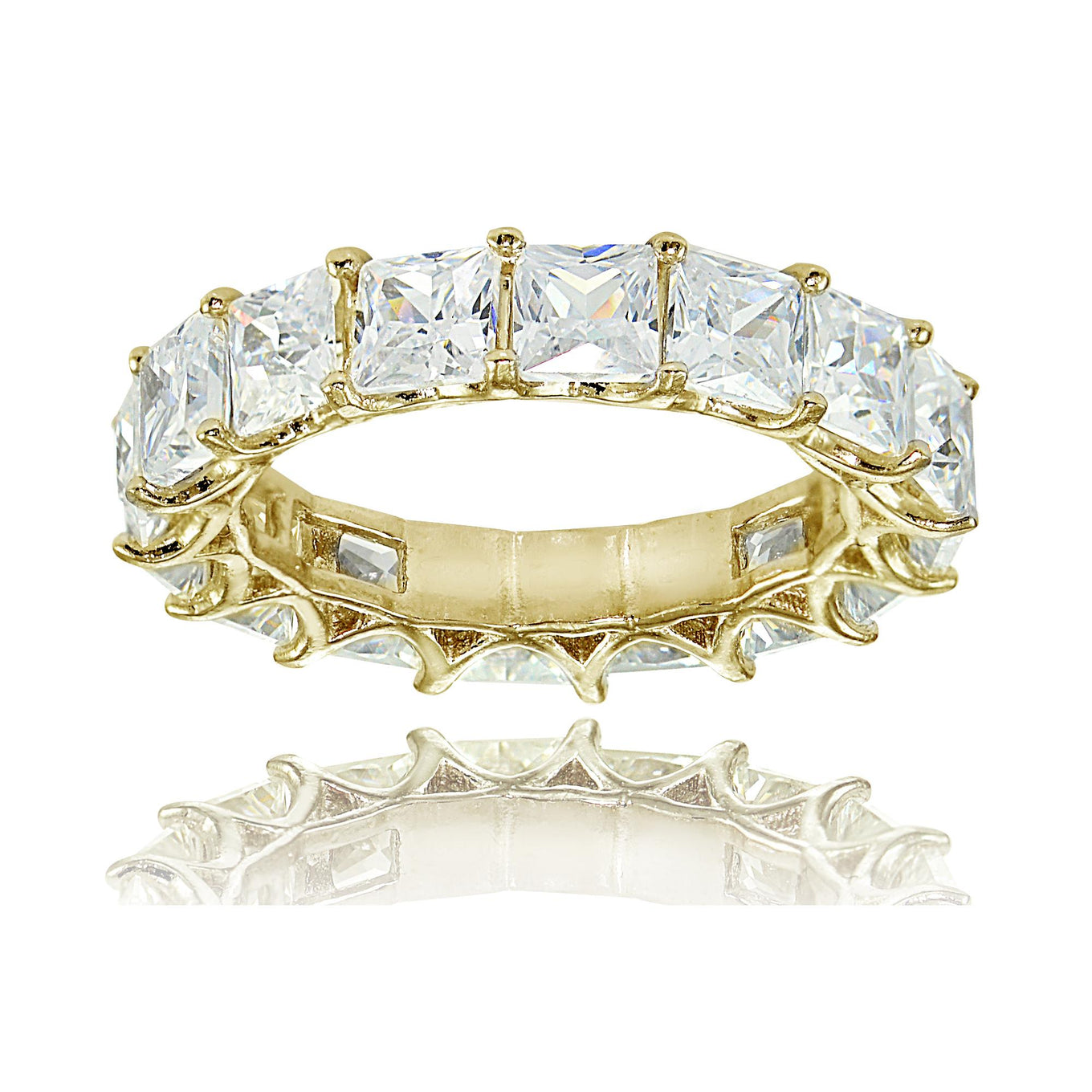 925 Sterling Silver White CZ Cubic 18K Gold Plated Infinity Ring For Women