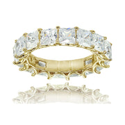 925 Sterling Silver White CZ Cubic 18K Gold Plated Infinity Ring For Women