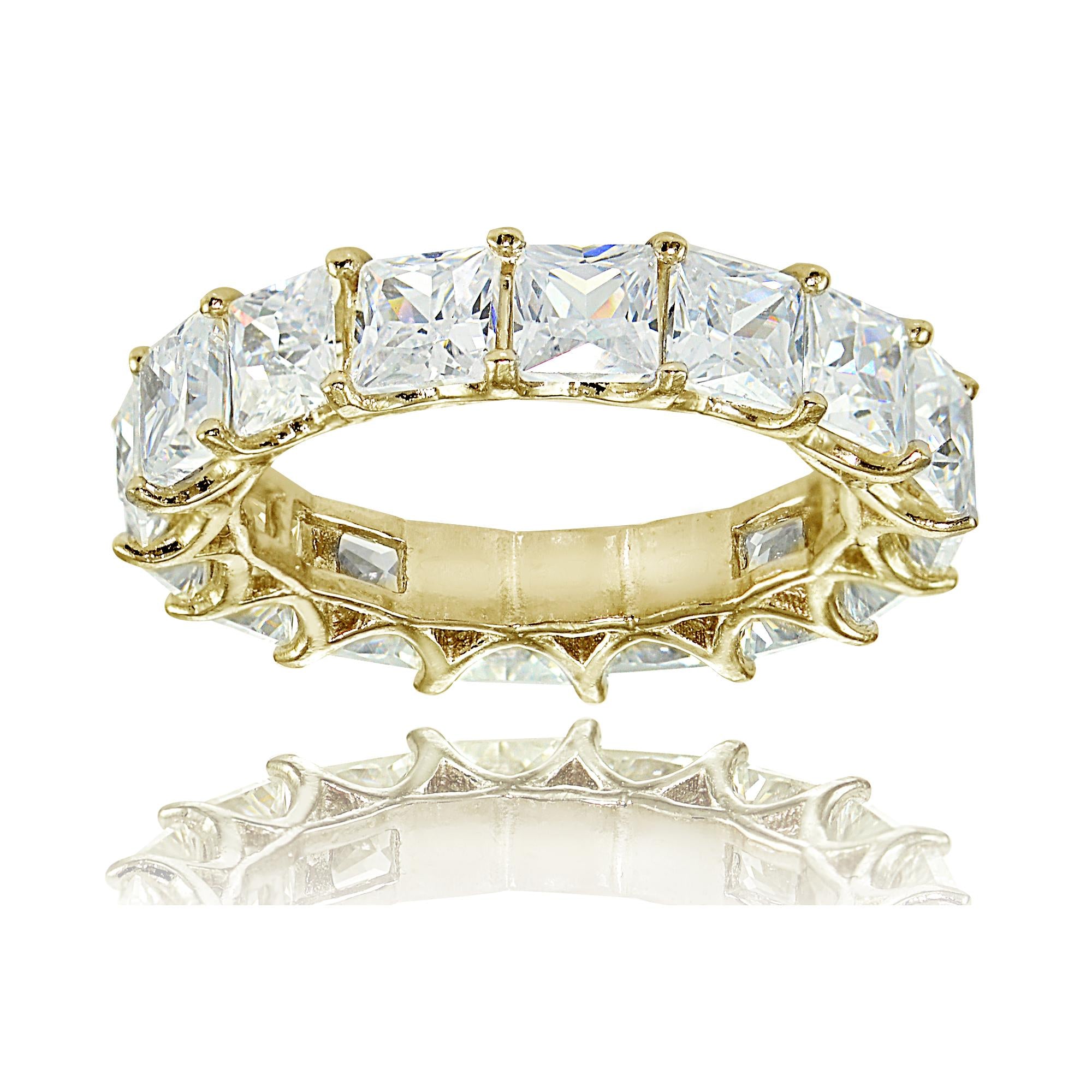 925 Sterling Silver White CZ Cubic 18K Gold Plated Infinity Ring For Women