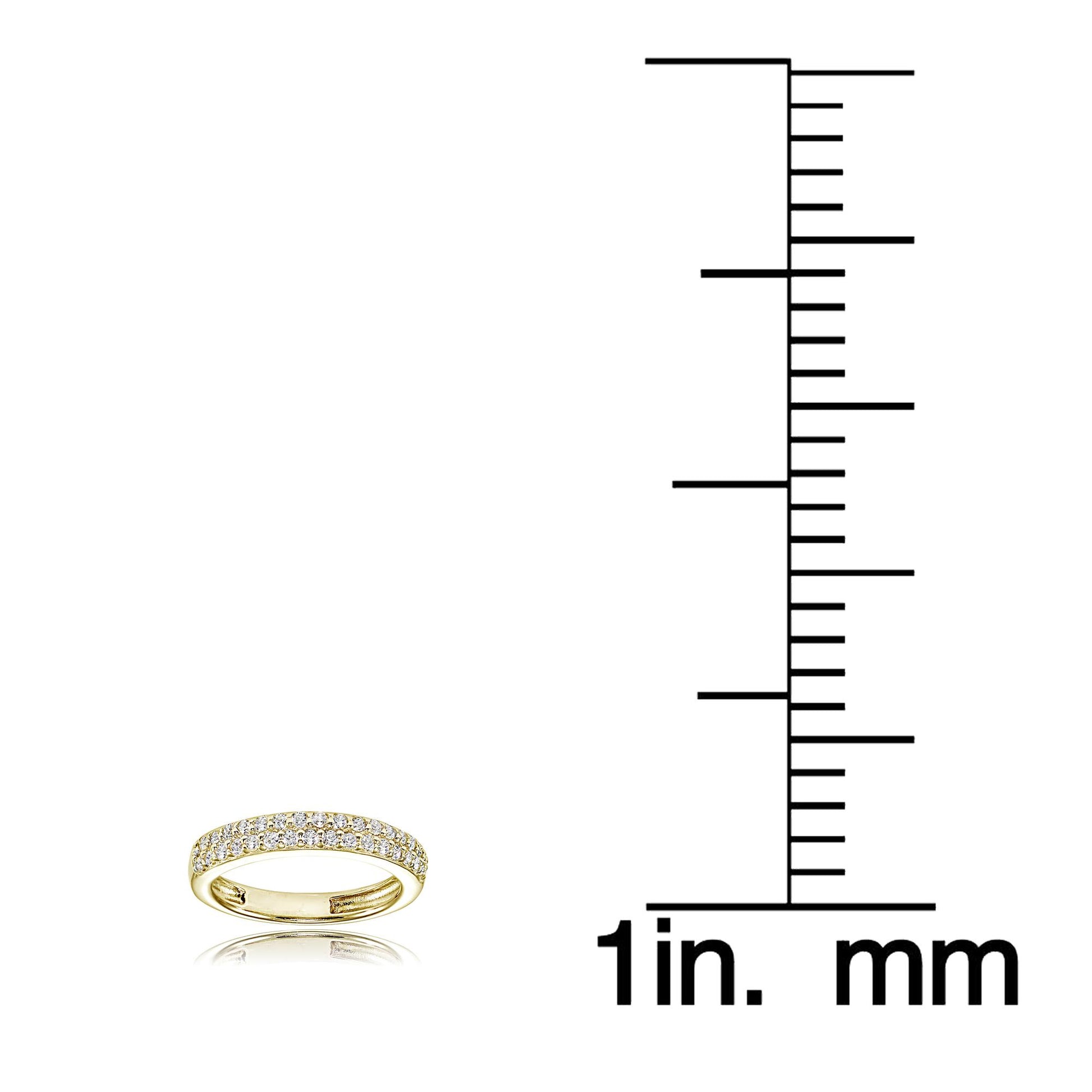 925 Sterling Silver White CZ Pavé 18k Gold Plated Ring For Women