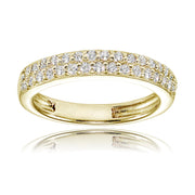 925 Sterling Silver White CZ Pavé 18k Gold Plated Ring For Women