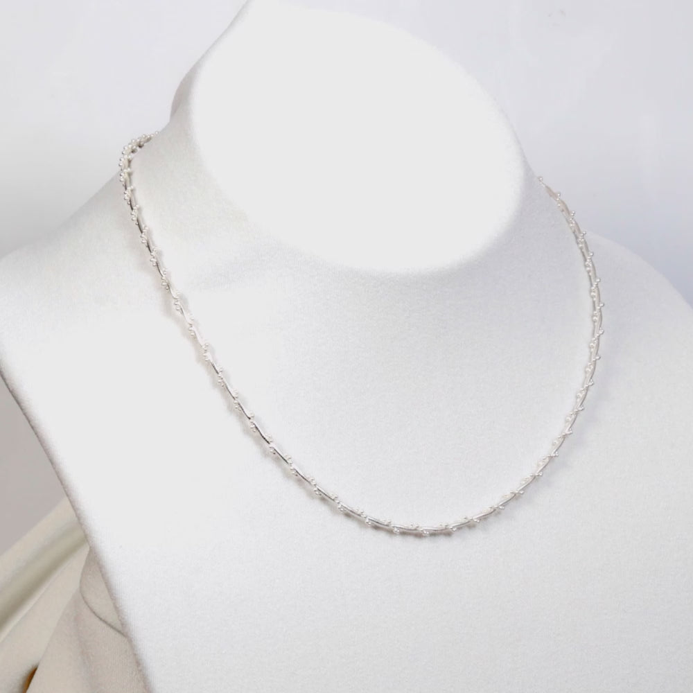 Load video: 925 Sterling Silver Silk Dot Necklace 15 Inches