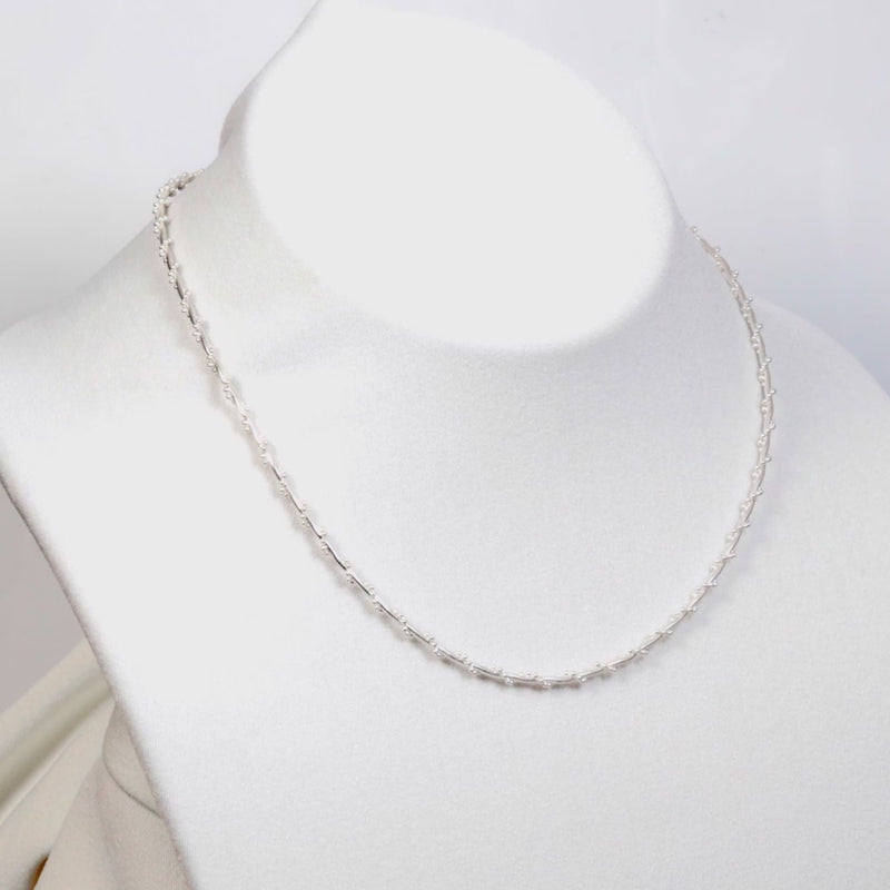 925 Sterling Silver Silk Dot Necklace 15 Inches