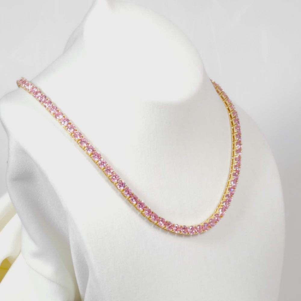 Load video: Lux Tennis Necklace 18K Gold Plated