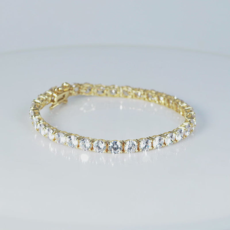 925 Sterling Silver 18K Gold Plated White CZ Classic Tennis Bracelet For Women