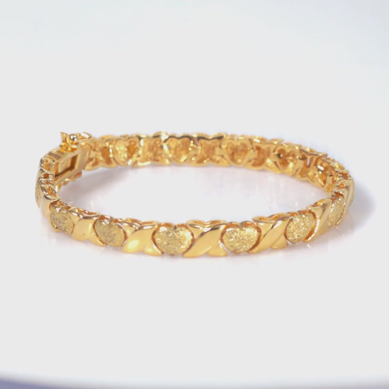 925 Sterling Silver 18K Gold Plated X&O Bracelet For Women