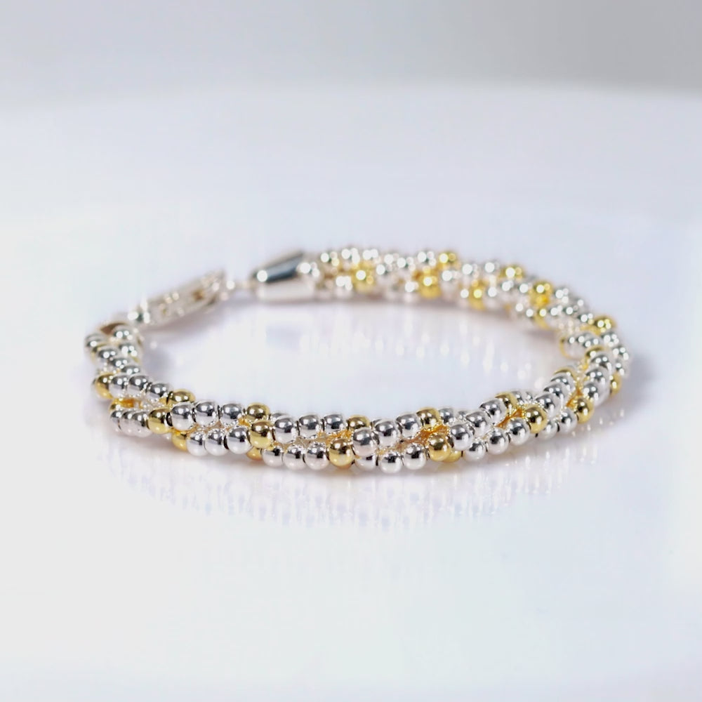 Load video: 925 Sterling Silver 18K Gold Duo Luxe Bracelet For Women