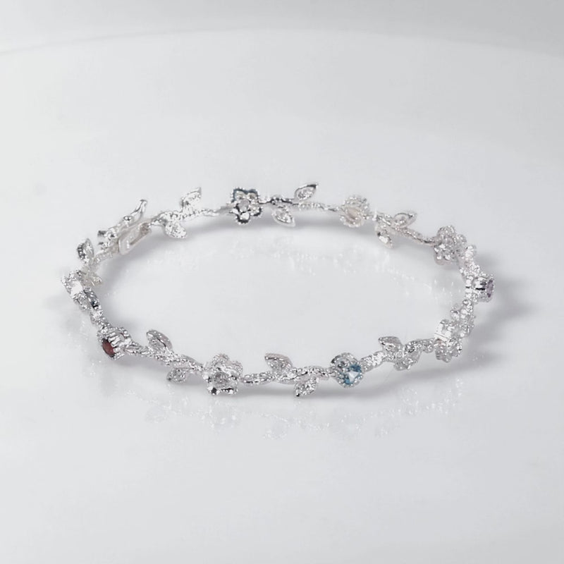 925 Sterling Silver Multi Color CZ Fairy Garden Bracelet For Women