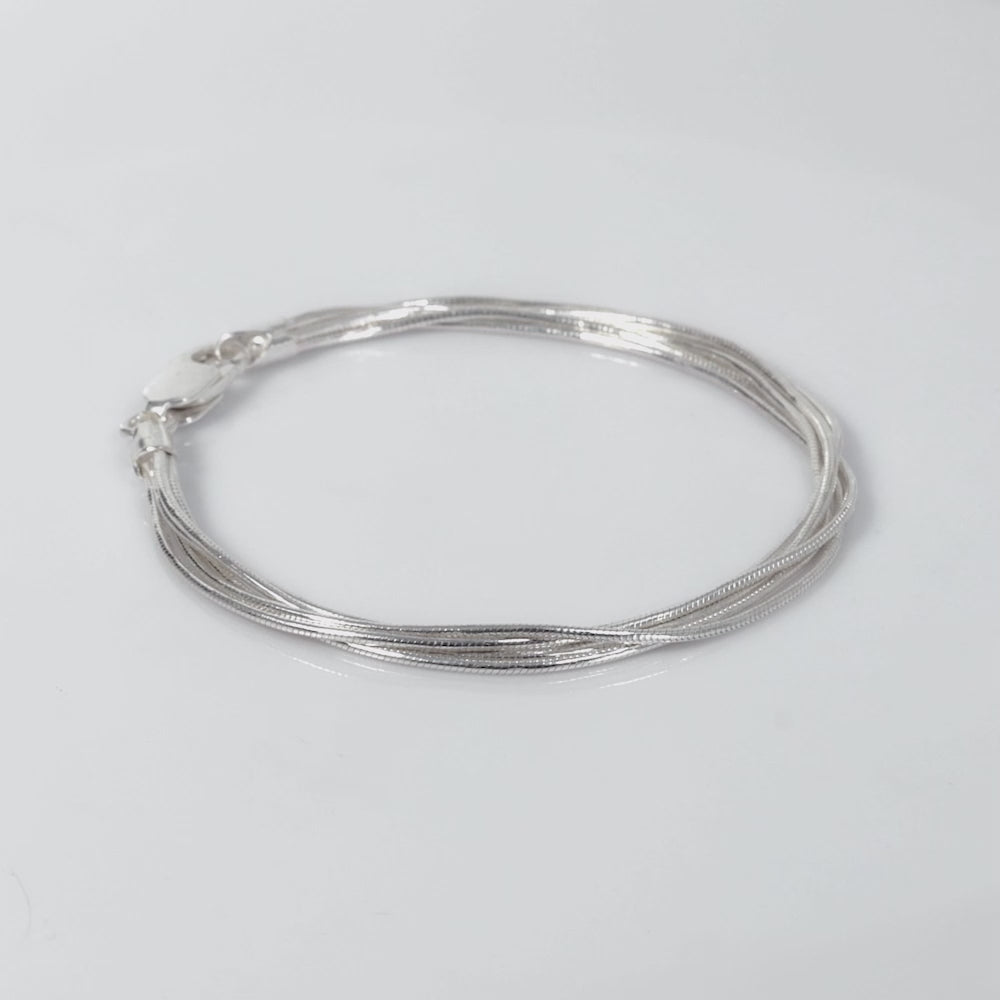 Load video: 925 Sterling Silver Silk Layer Bracelet 7 Inches For Women