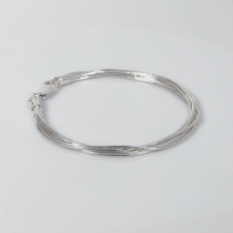 925 Sterling Silver Silk Layer Bracelet 7 Inches For Women