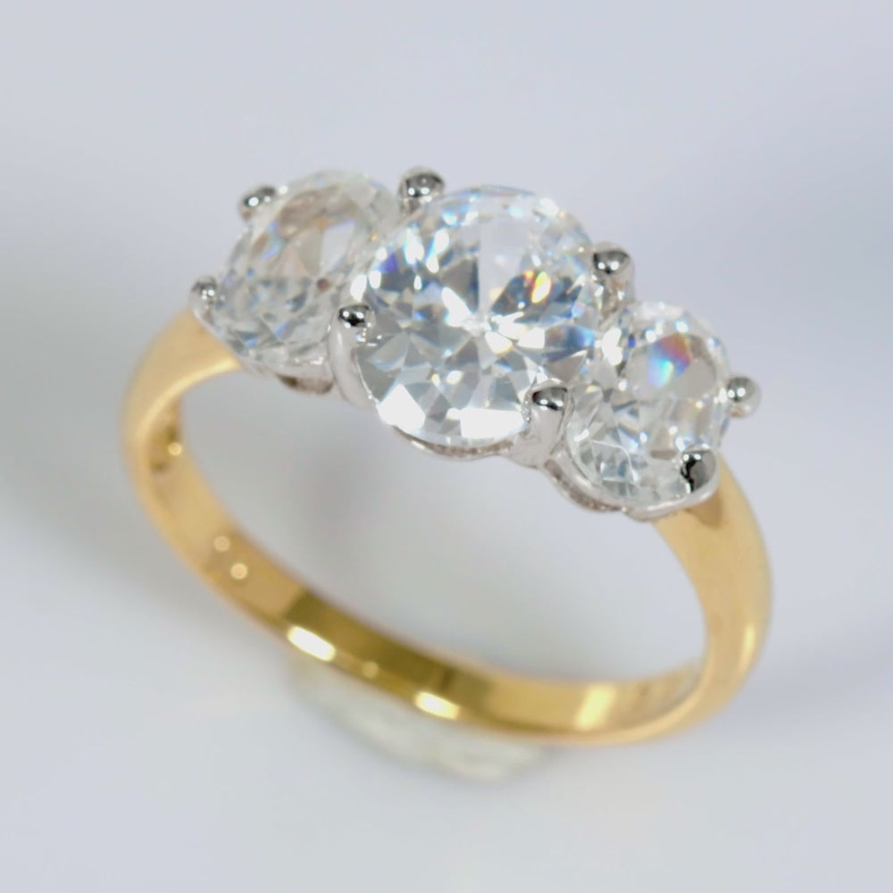Load video: 925 Sterling Silver White CZ 18K Gold Plated Romance Ring For Women