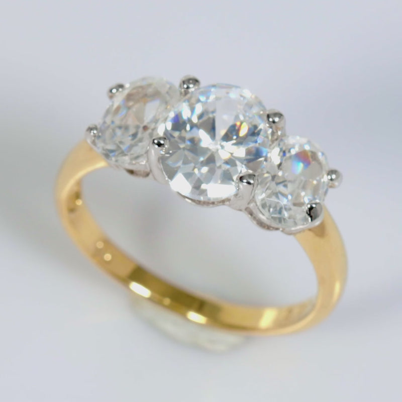 925 Sterling Silver White CZ 18K Gold Plated Romance Ring For Women