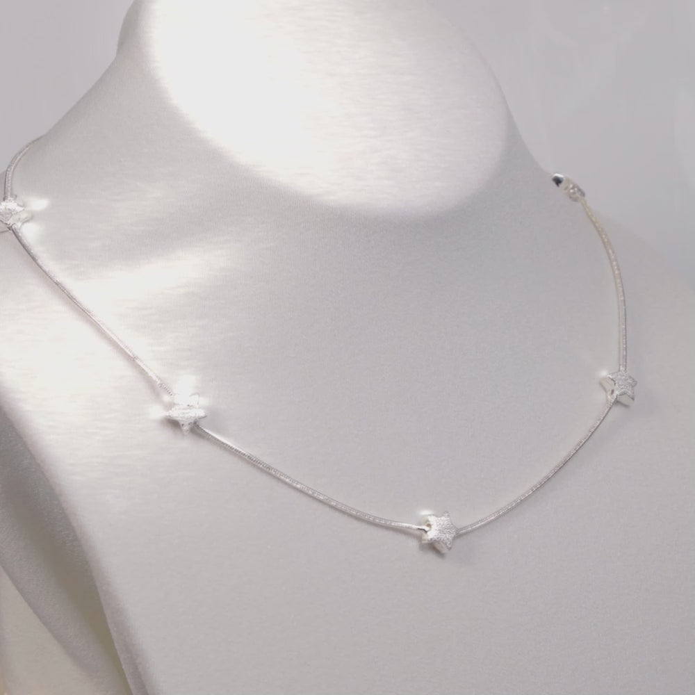Load video: 925 Sterling Silver Italian Starlight Necklace 16 Inches For Women