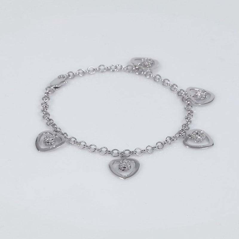 925 Sterling Silver Heart Beat Bracelet 7 Inches For Women