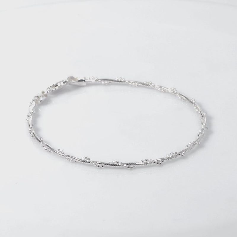 925 Sterling Silver Silk Dot Bracelet 7 Inches For Women