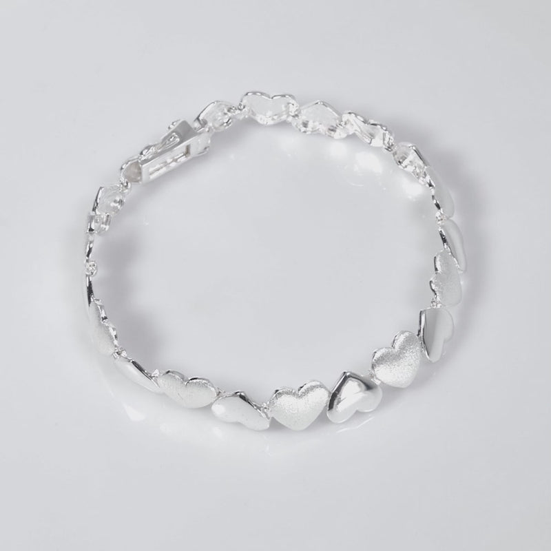 925 Sterling Silver Eternal Heart Bracelet Puffed 7 Inches For Women