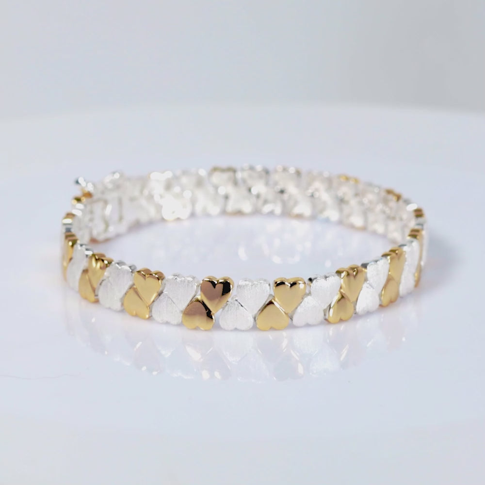Load video: 925 Sterling Silver 18K Gold Plated Double Eternal Bracelet For Women