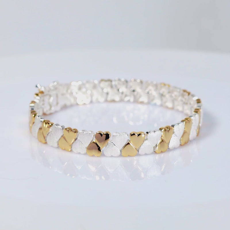 925 Sterling Silver 18K Gold Plated Double Eternal Bracelet For Women
