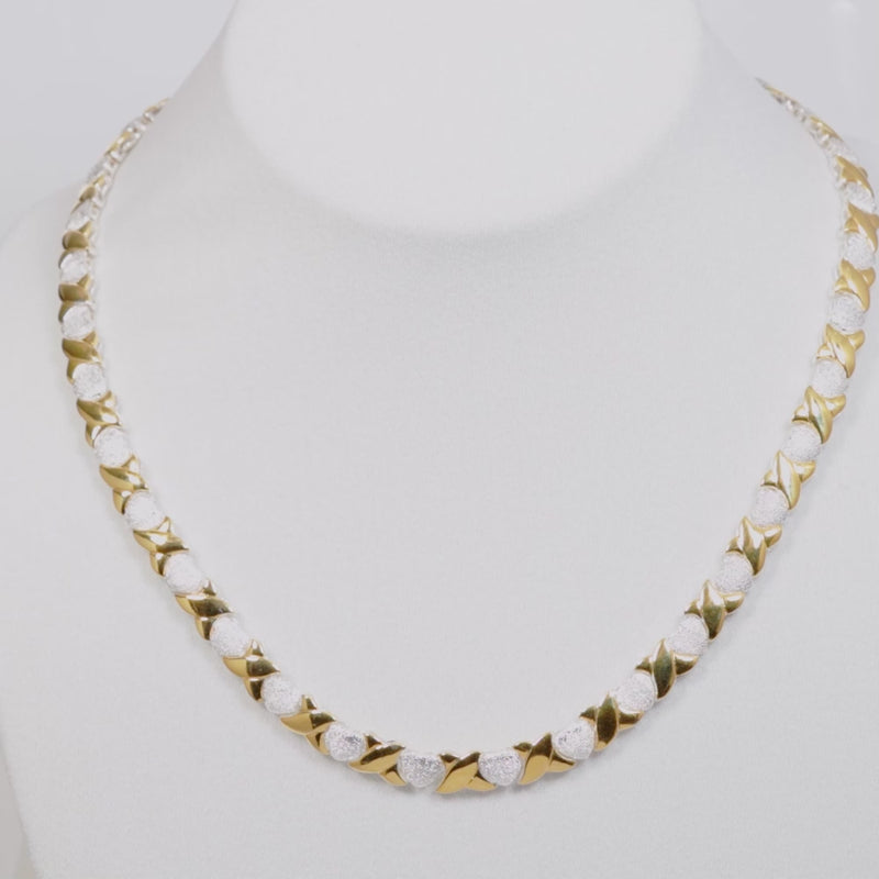 925 Sterling Silver 18k Gold Plate X&O Necklace 18 Inches For Women